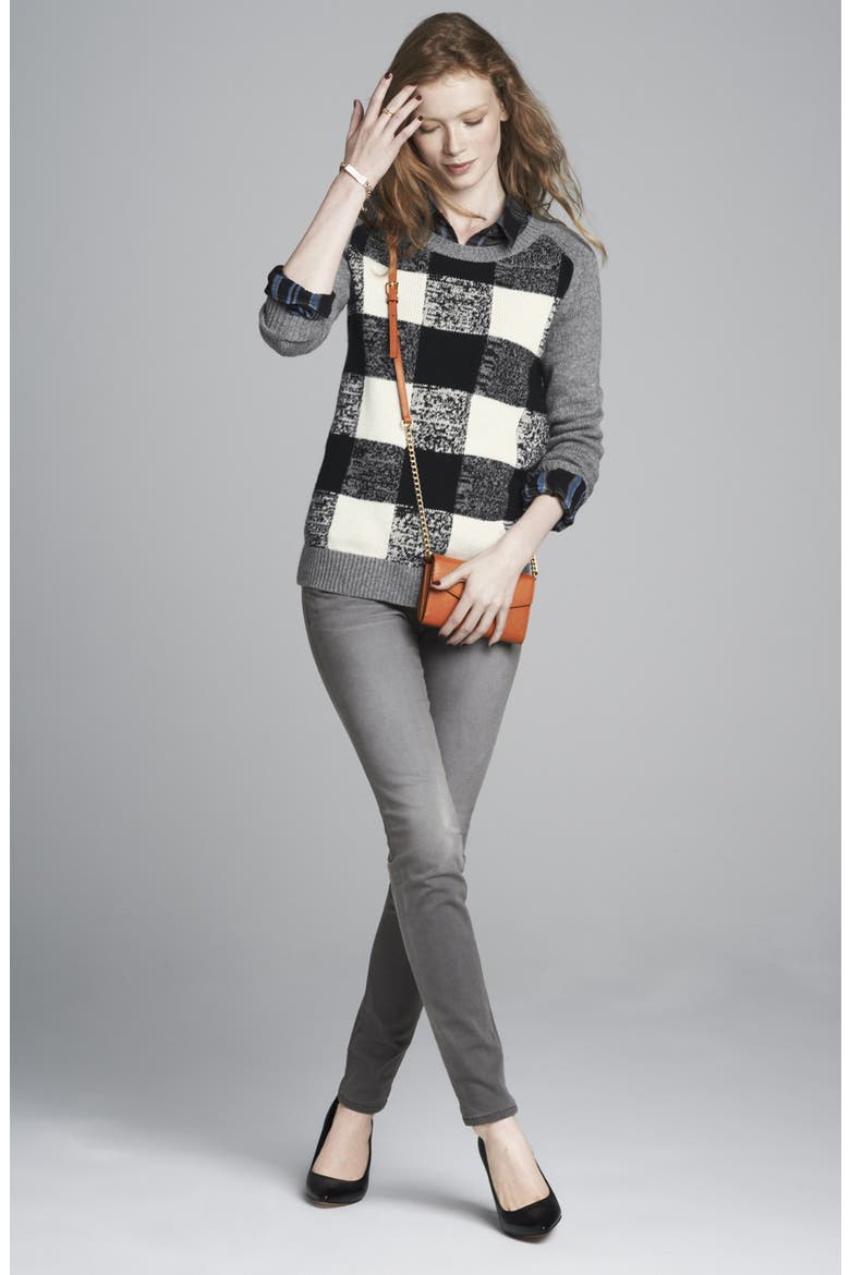 Plaid Sweater, Alternate, color, BLACK PLAID