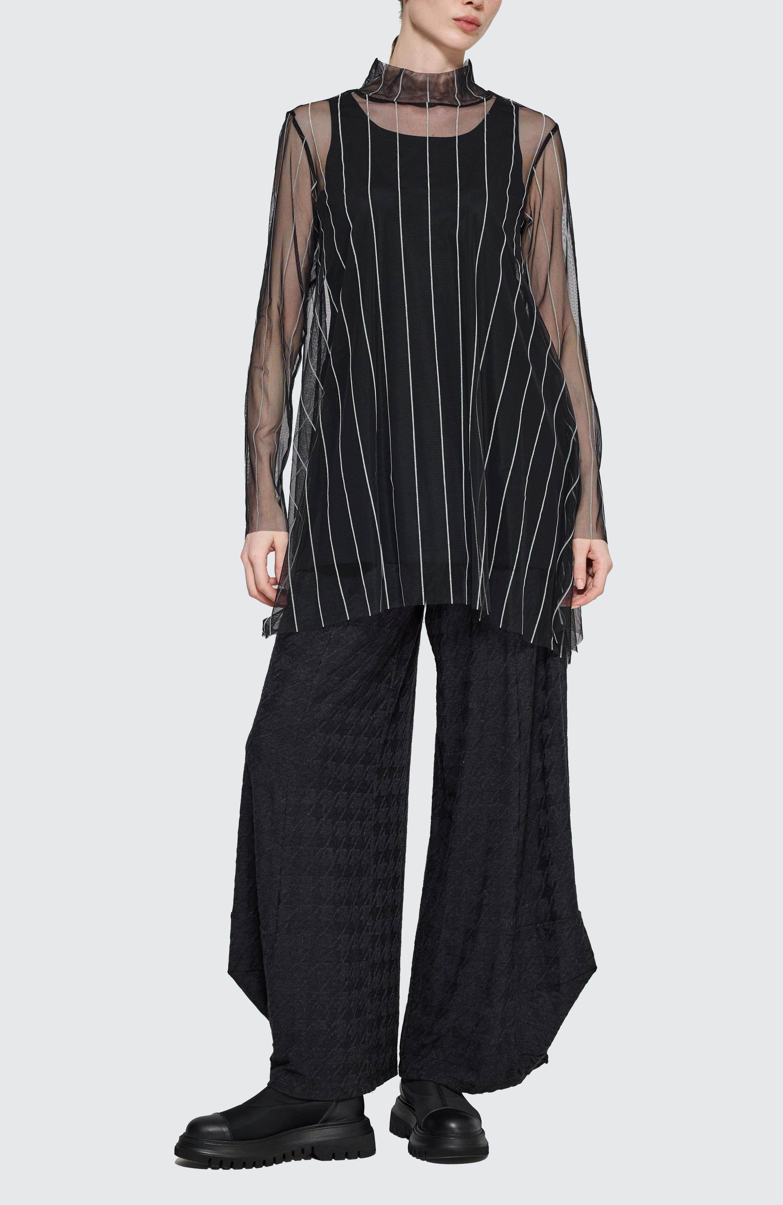 Noelle Striped Mesh Layered Blouse - image 4
