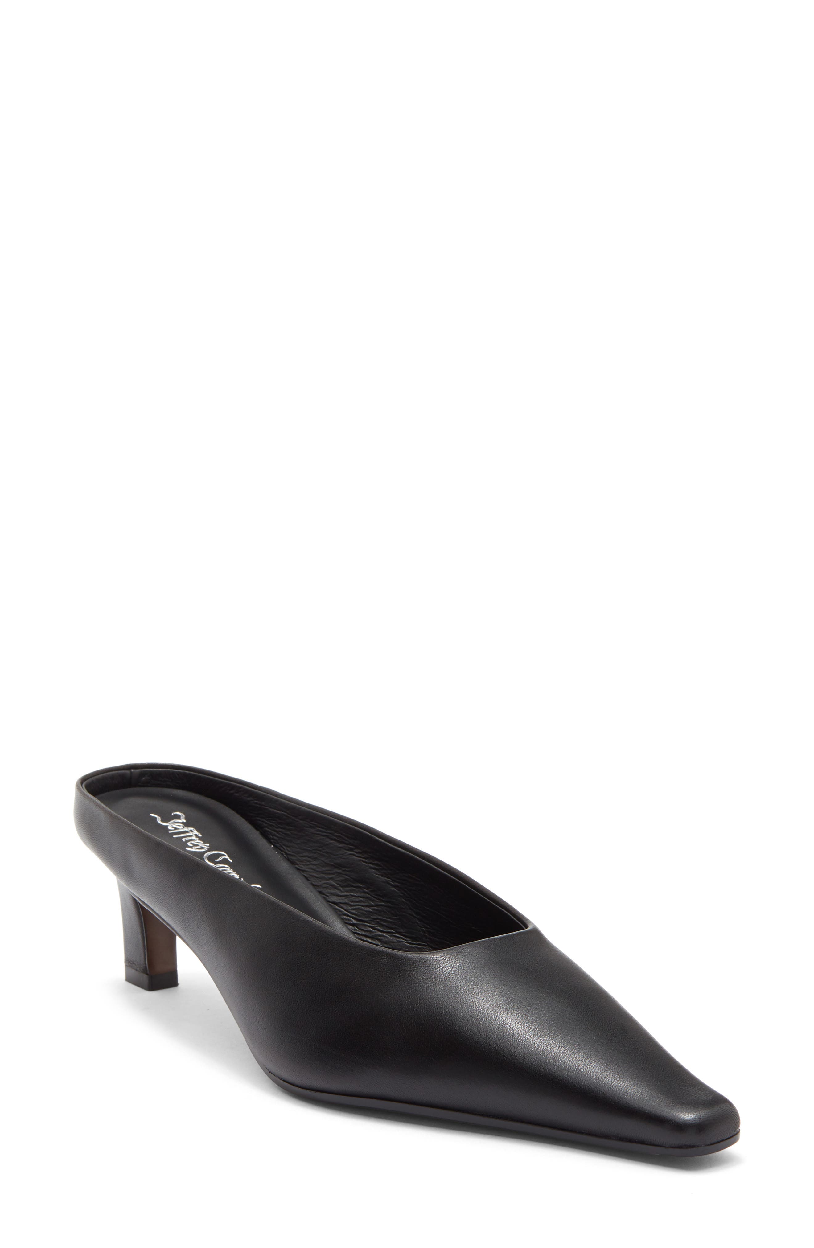 Murmur Leather Pointed Toe Mule, Main, color, BLACK