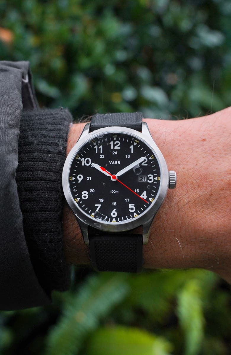 VAER C5 Field Black Solar Watch, 40mm, Alternate, color, Black