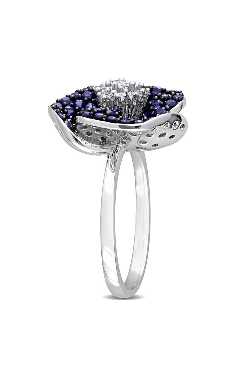 Julianna B. Lab-Created Sapphire Flower Ring 10k, Alternate, color, Lab-Created Sapphire