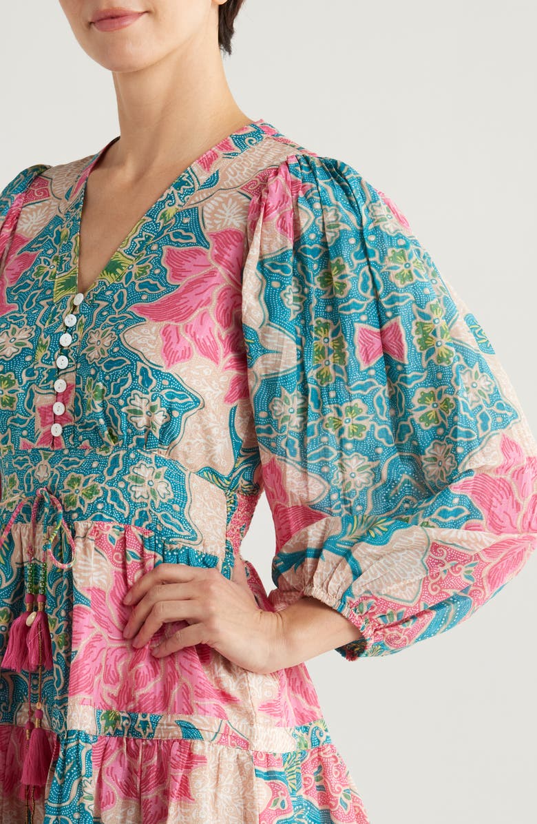 ALICIA BELL Clover Cotton & Silk Voile Cover-Up Minidress, Alternate, color, Beige Pink Floral