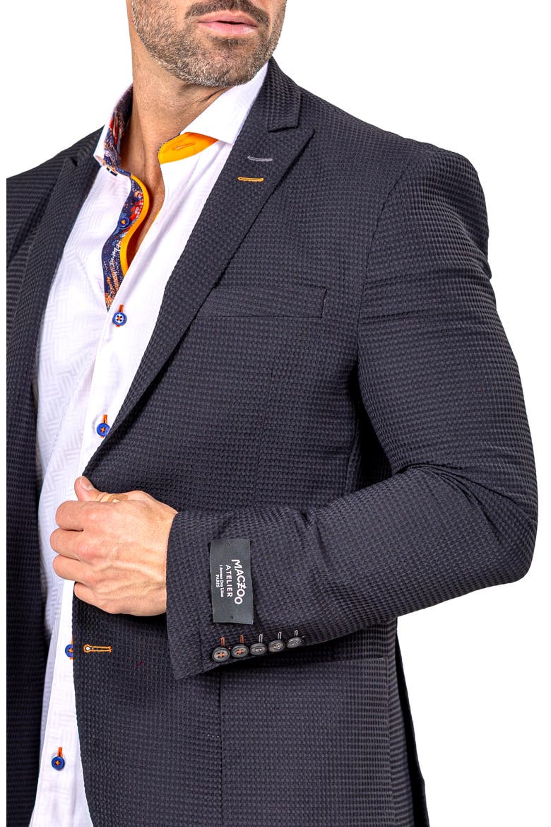 Unconstructed Marthyr014 Black Seersucker Peak Lapel Blazer, Alternate, color, BLACK
