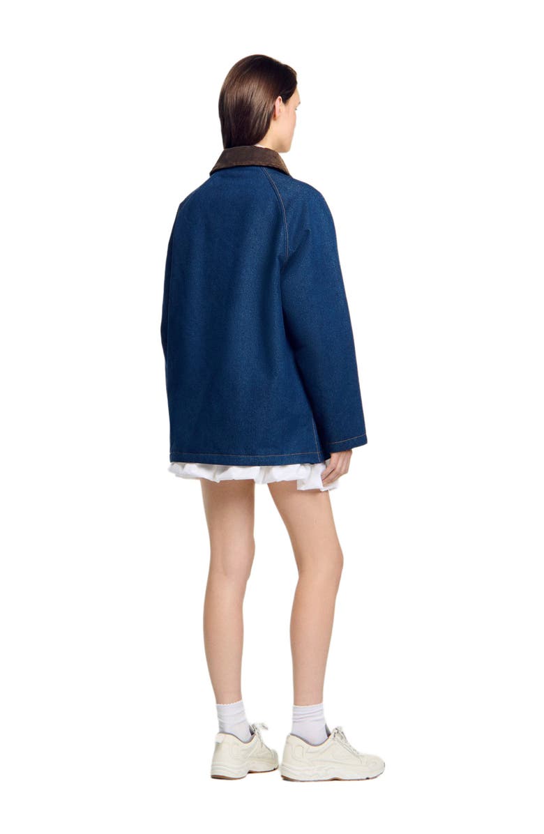 SANDRO Denim workwear jacket, Alternate, color, Blue Jean