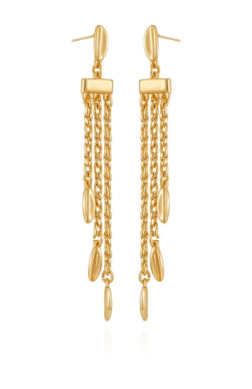 Vince Camuto Long Gold Tone Chain Tassel Earrings In Gold