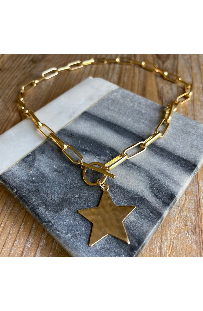 Erin McDermott Jewelry Star Hammered Necklace, Alternate, color, Gold