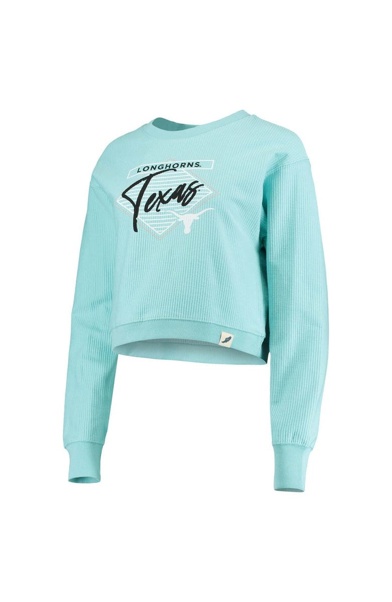 LEAGUE COLLEGIATE WEAR Women's League Collegiate Wear Light Blue Texas Longhorns Corded Timber Crop Pullover Sweatshirt, Alternate, color,