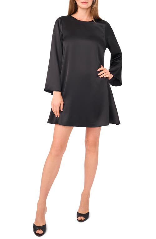 Vince Camuto Long Sleeve Satin Minidress In Black