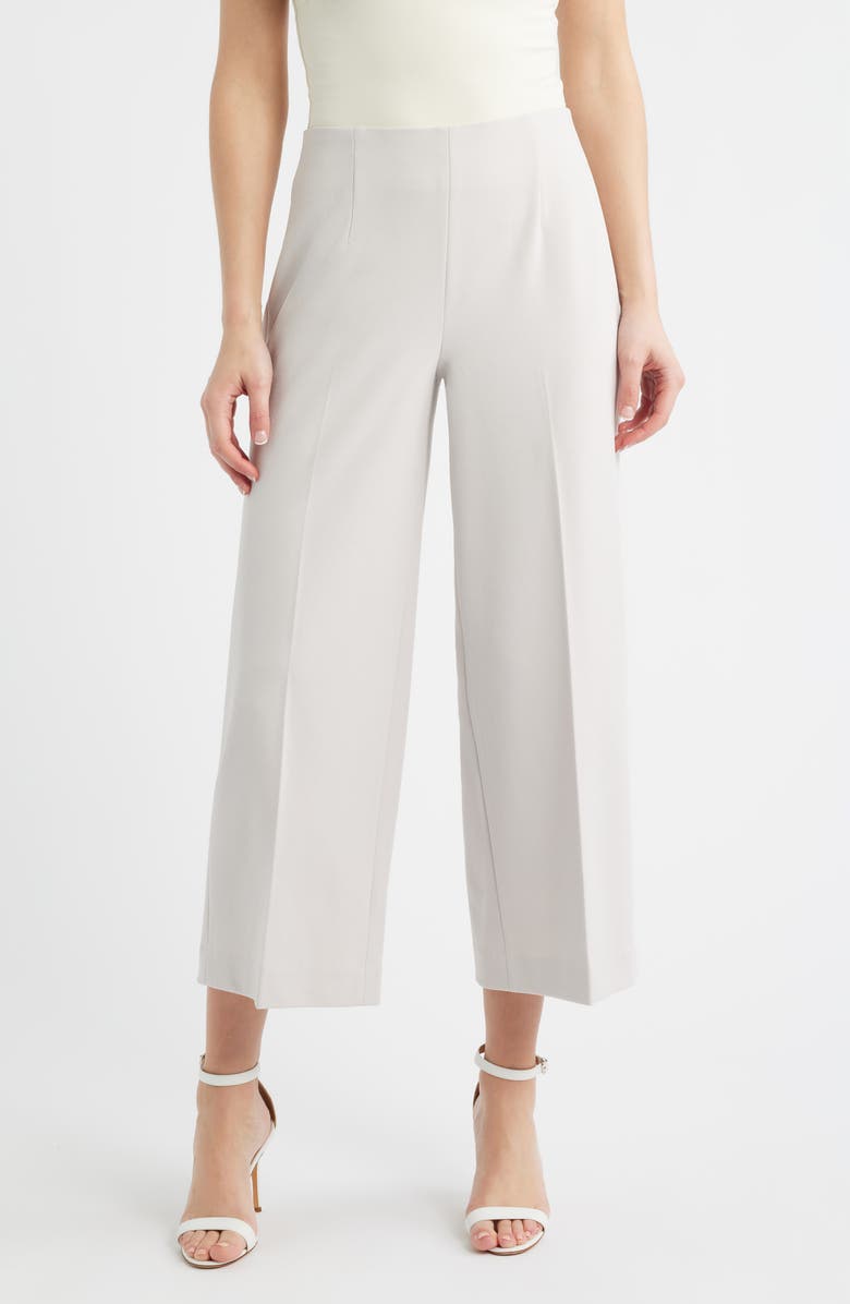 Anne Klein Pull-On Crop Wide Leg Pants, Main, color, Soft Pebble