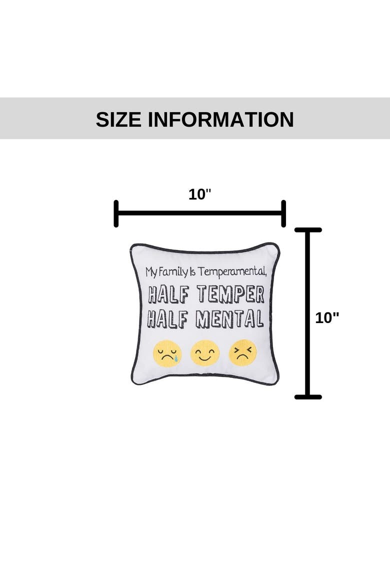 Tempermental Embroidered Small/Petite Accent Pillow, 10" x 10", Alternate, color, black