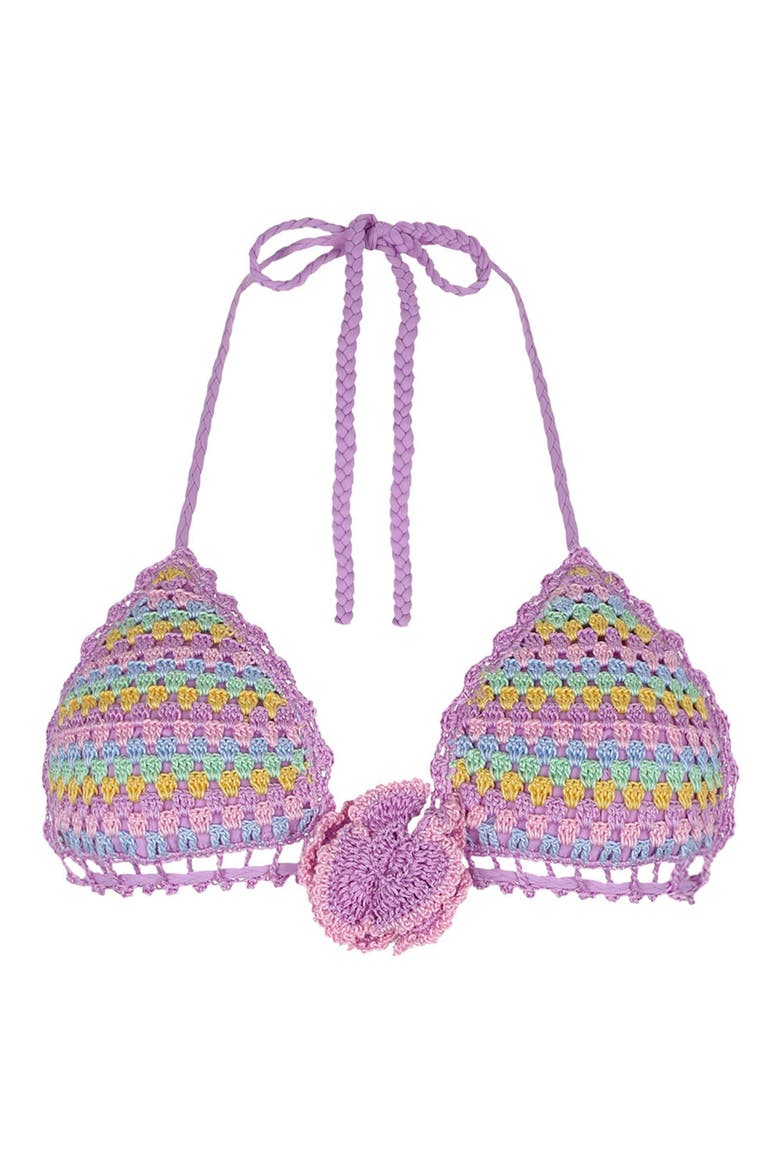 Beatriz Crochet Bikini Top, Alternate, color, PURPLE