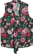 Tahari ASL Tie Front Sleeveless Top