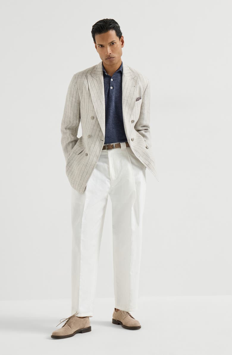 Brunello Cucinelli Lightweight knit Polo, Alternate, color, Avio Blue