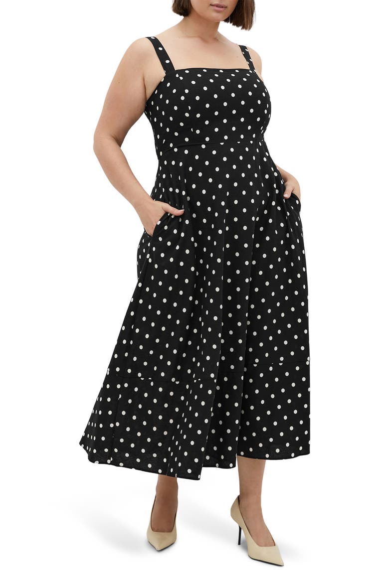 Collins Maxi Sundress, Main, color, BLACK SPOT