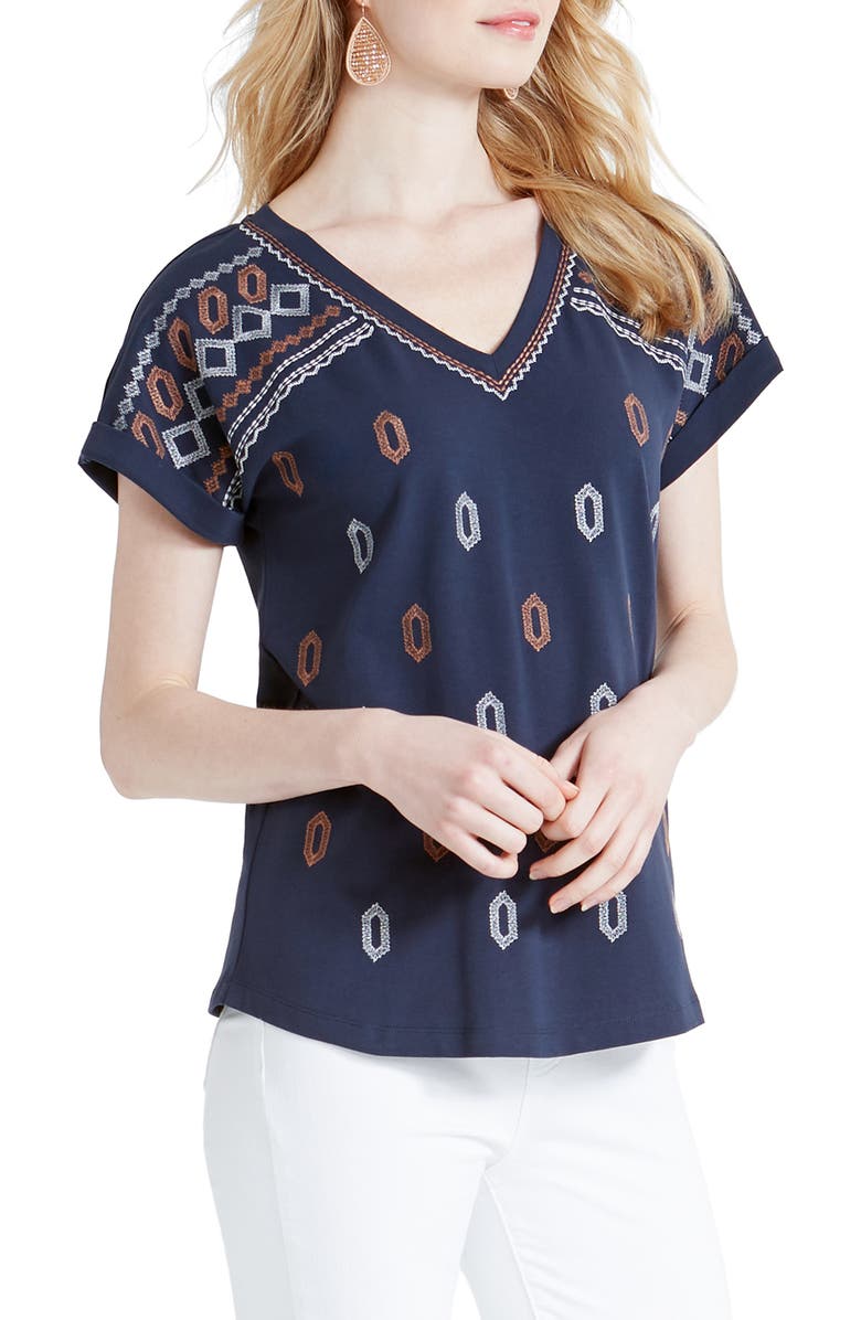 NIC+ZOE Links Embroidered Cotton T-Shirt, Alternate, color, 
