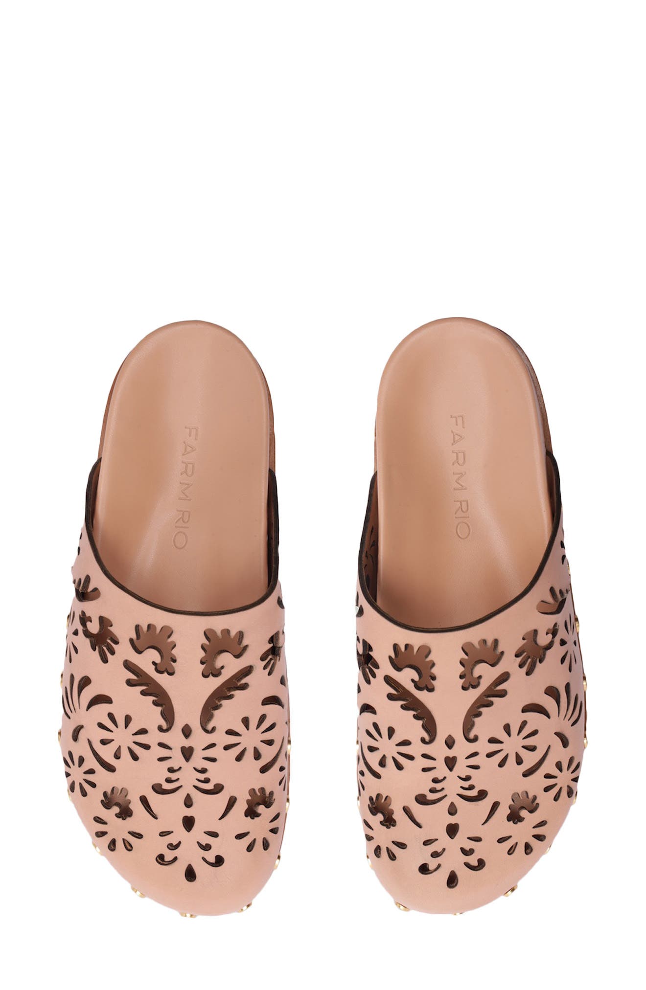 Lace Anatomic Leather Flat Mule, Alternate, color, OLD BLUSH