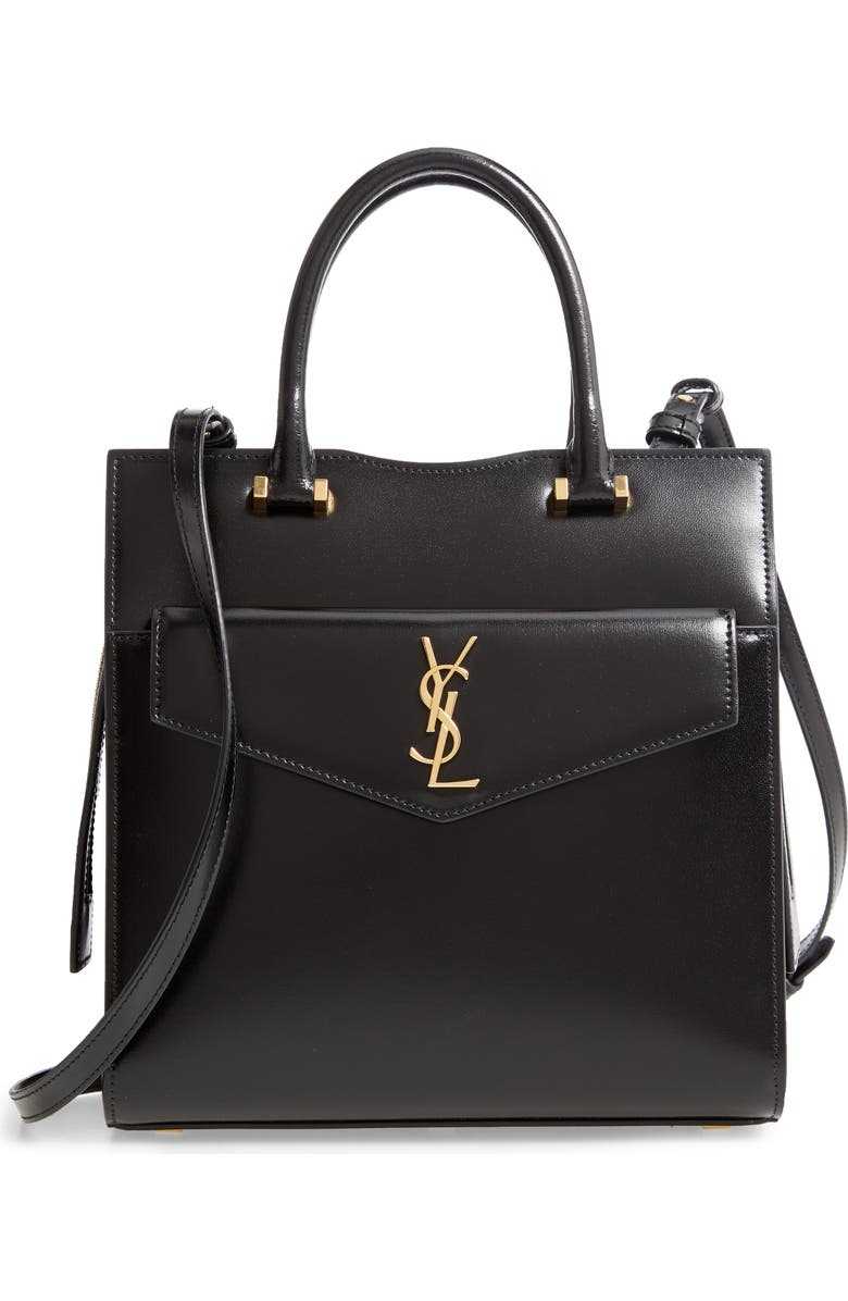 Saint Laurent Small Uptown Cabas Leather Satchel, Main, color,