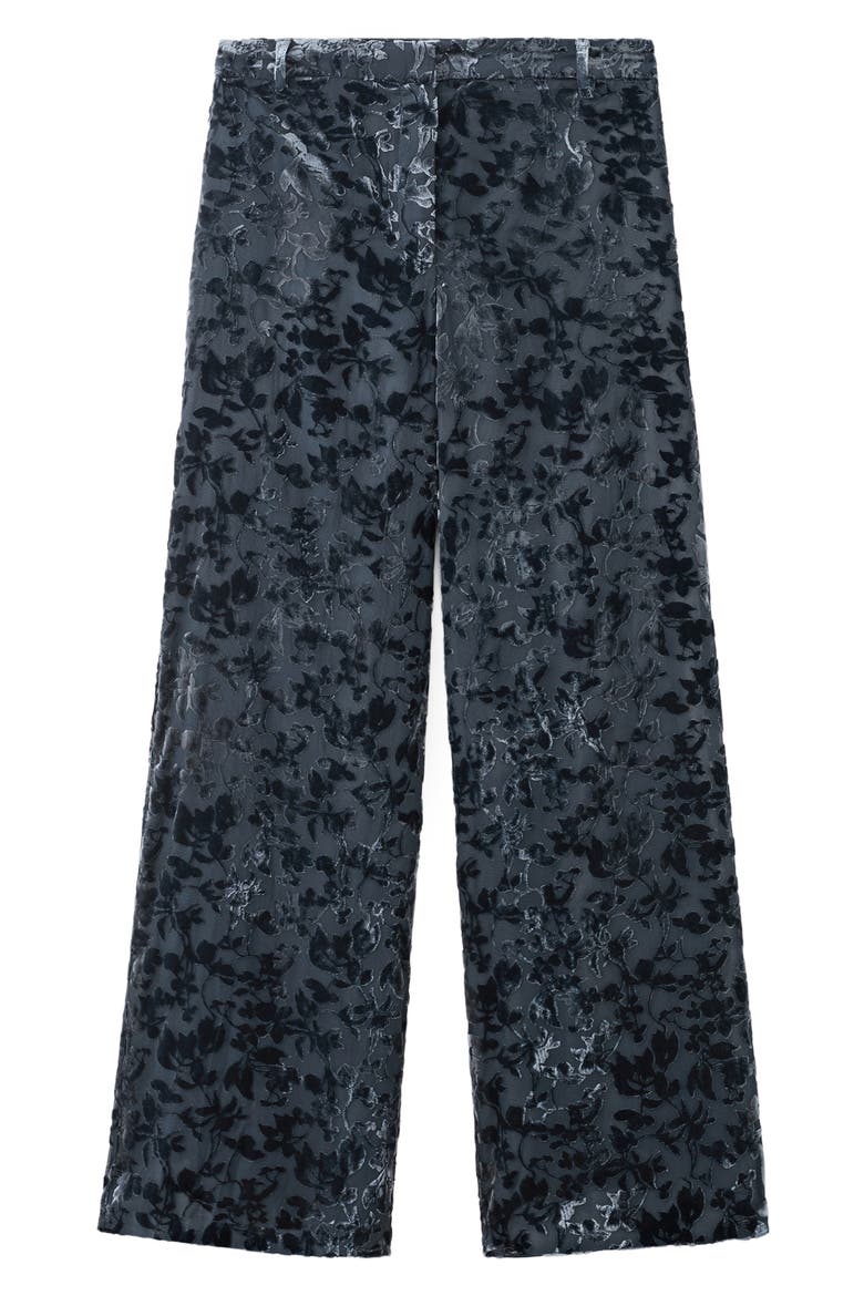 Devoré Velvet Straight Leg Pants, Alternate, color, NIGHT BLUE