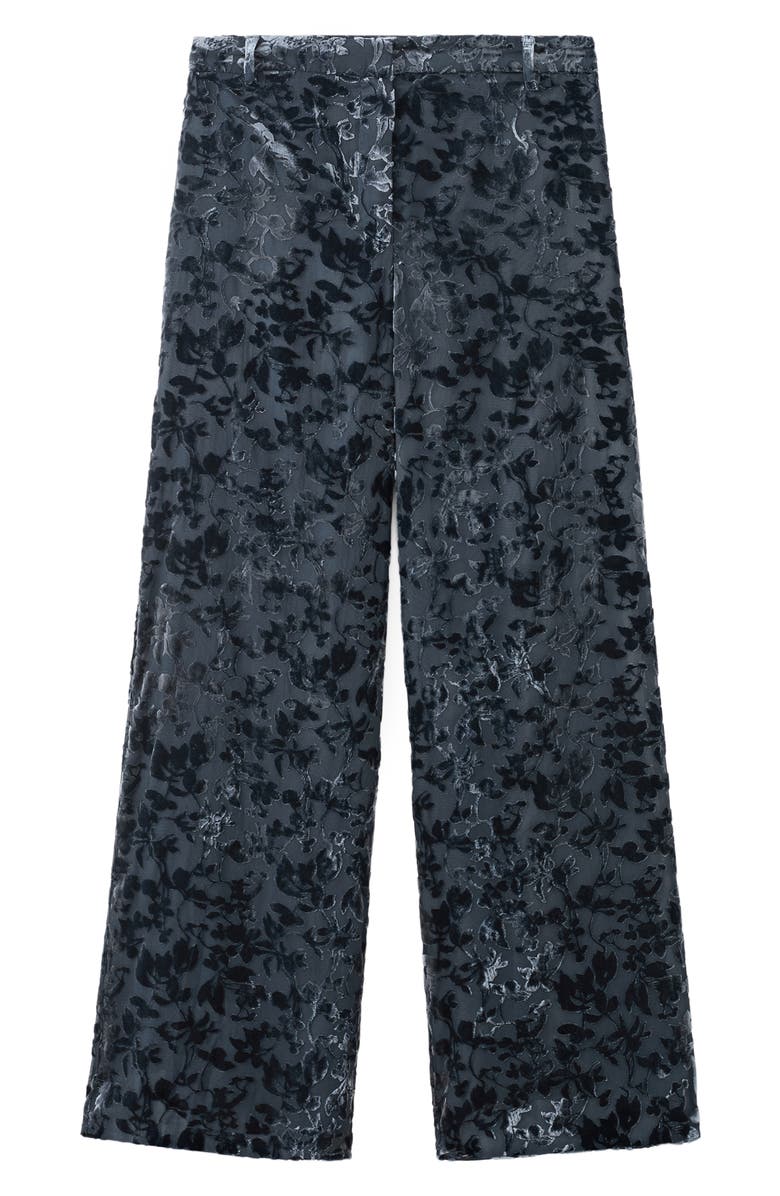 MANGO Devoré Velvet Straight Leg Pants, Alternate, color, Night Blue