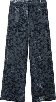 MANGO Devoré Velvet Straight Leg Pants