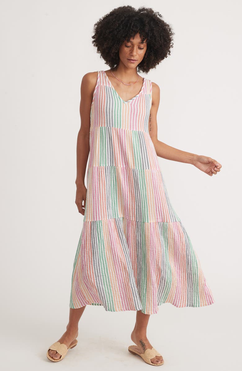 Marine Layer Corinne Stripe Sleeveless Cotton Gauze Maxi Dress, Alternate, color,
