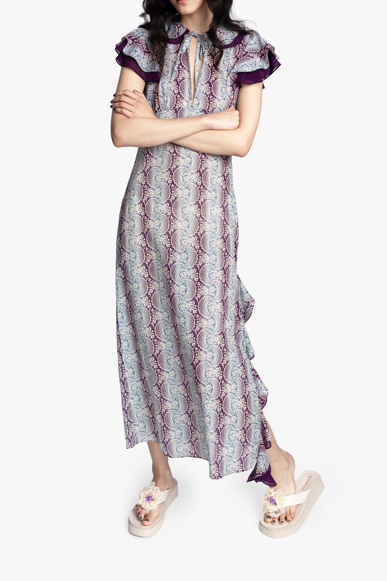 Ombre Ribbons Cotton Ruffle Dress, Alternate, color, AMETHYST MULTI