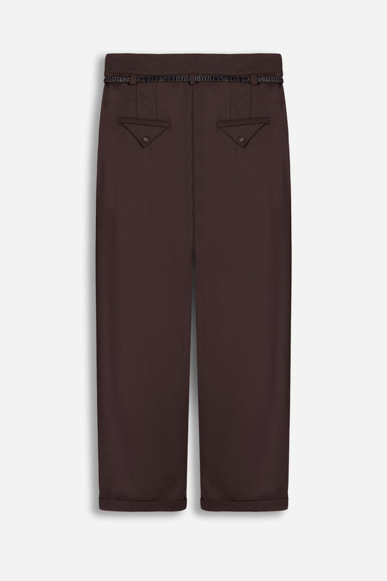 Belted Pleat Front Trousers, Alternate, color, Brown