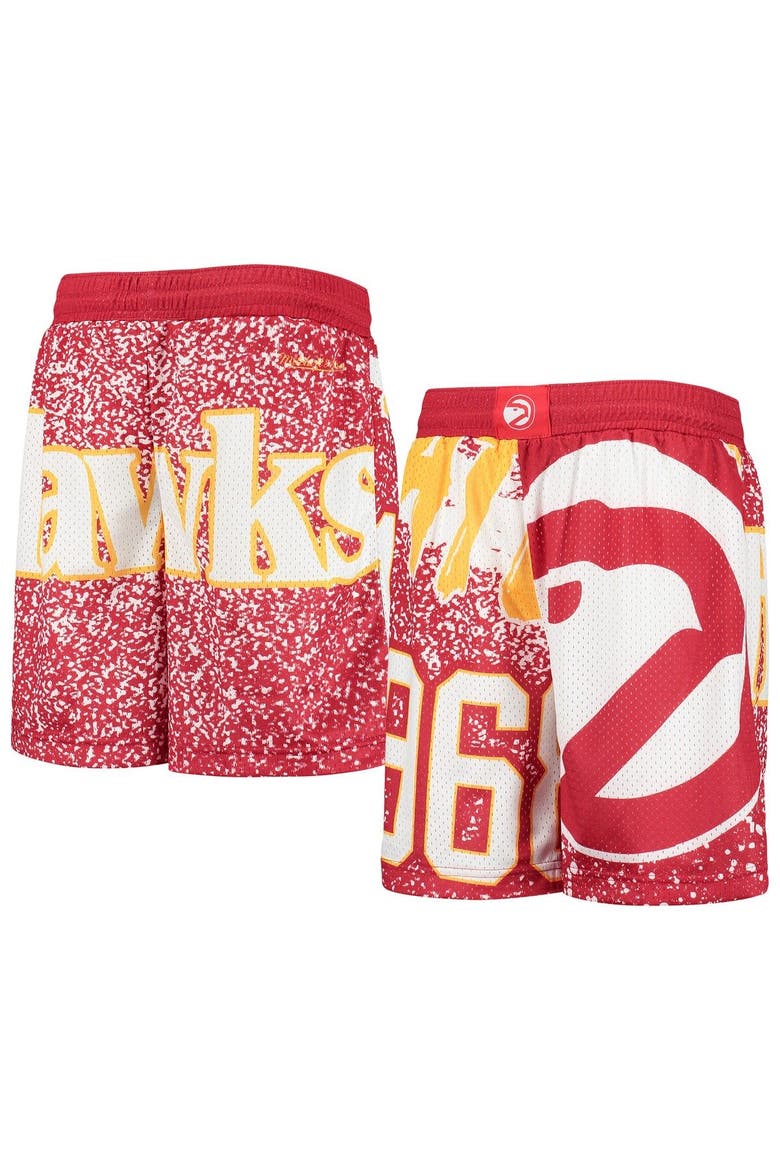 Youth Mitchell & Ness Red Atlanta Hawks Hardwood Classics Jumbotron Shorts, Main, color, RED