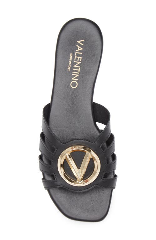 Valentino By Mario Valentino Greta Logo Slide Sandal In Black