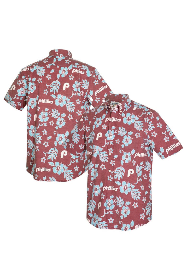 Men's Reyn Spooner  Maroon Philadelphia Phillies Cooperstown Kekai Performance Button-Down Tri-Blend Top, Main, color, Maroon