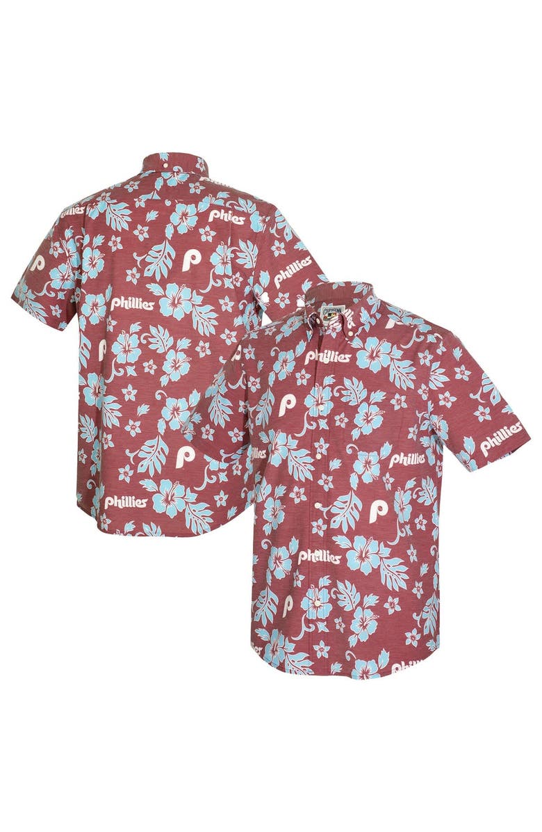 Reyn Spooner Men's Reyn Spooner Maroon Philadelphia Phillies Cooperstown Kekai Performance Button-Down Tri-Blend Top, Main, color, Maroon