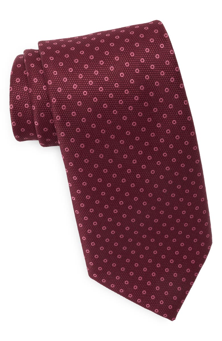 Michael Kors Grenache Dot Tie, Main, color, Burgundy
