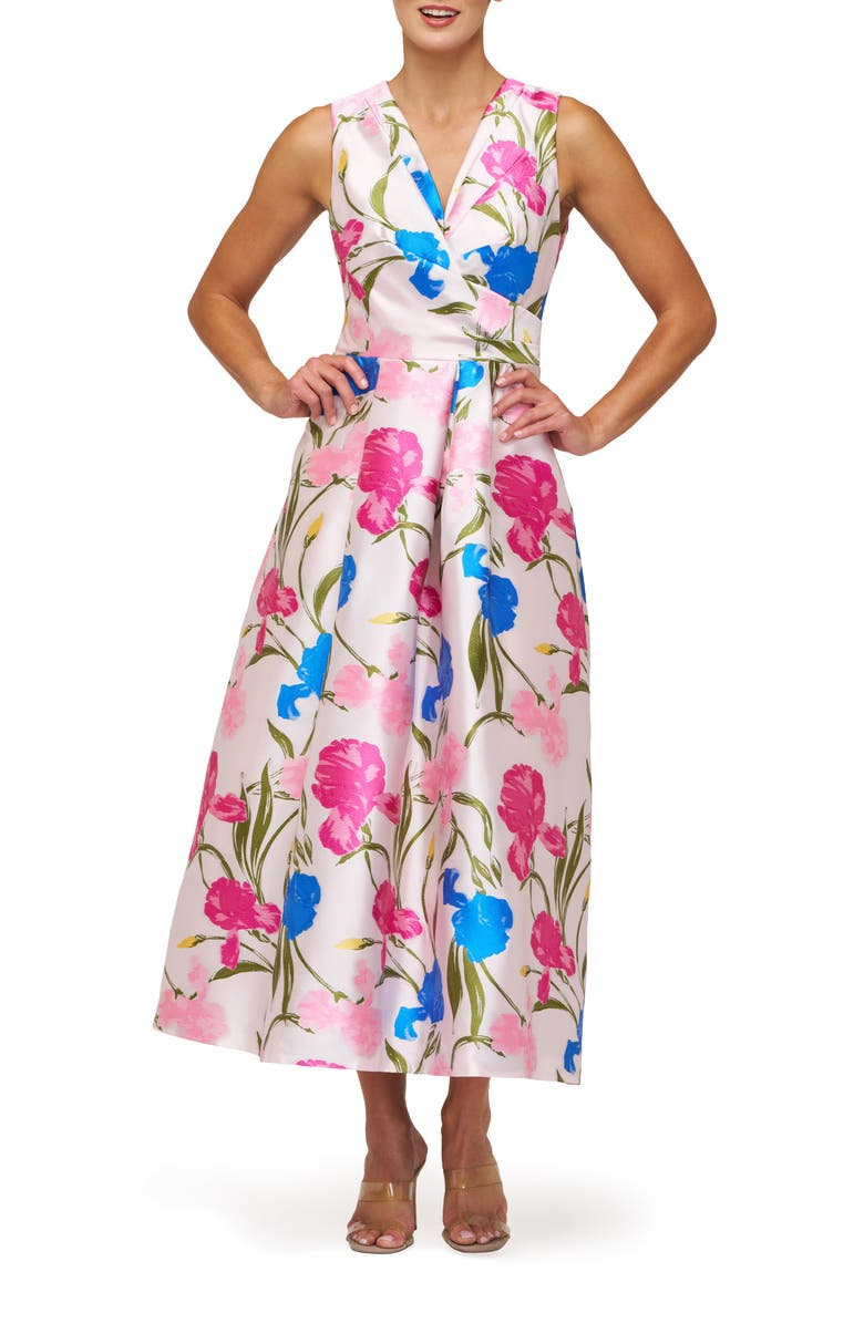 Kay Unger Payton Floral Sleeveless Cocktail Dress, Main, color, Fuchsia Multi