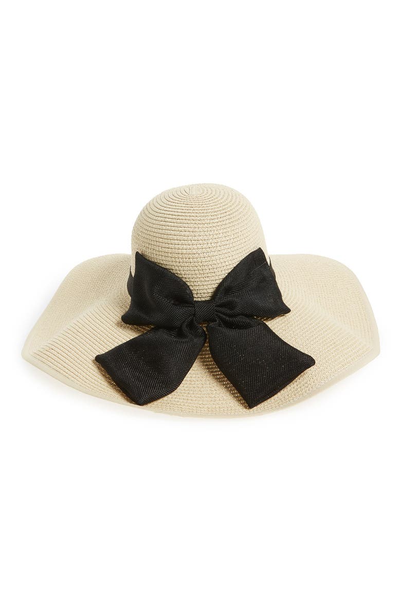 Oversize Straw Hat, Alternate, color, NATURAL/ STRIPE
