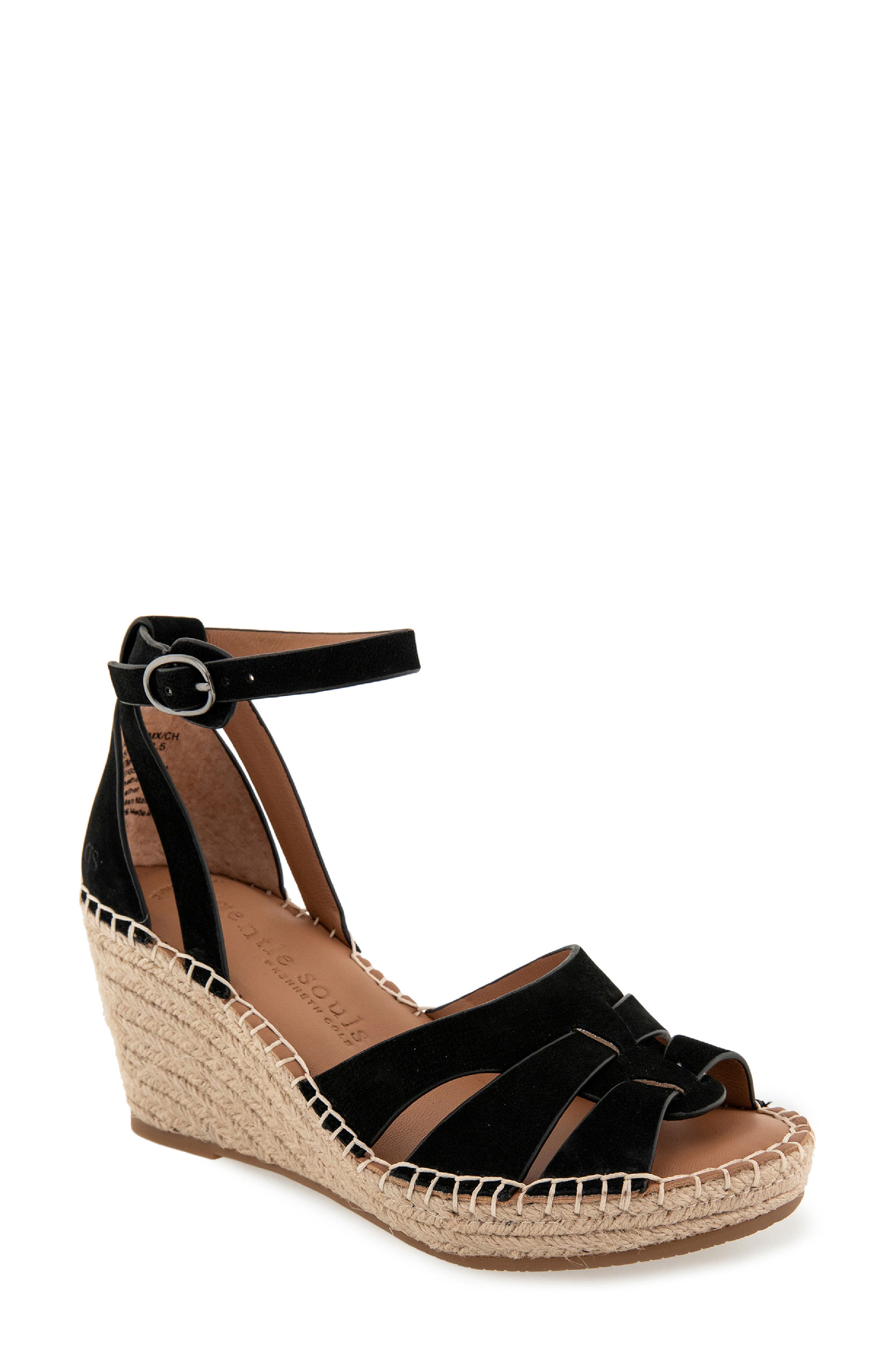 Gentle Souls Espadrille Wedge Sandal, Main, color, Black Nubuck