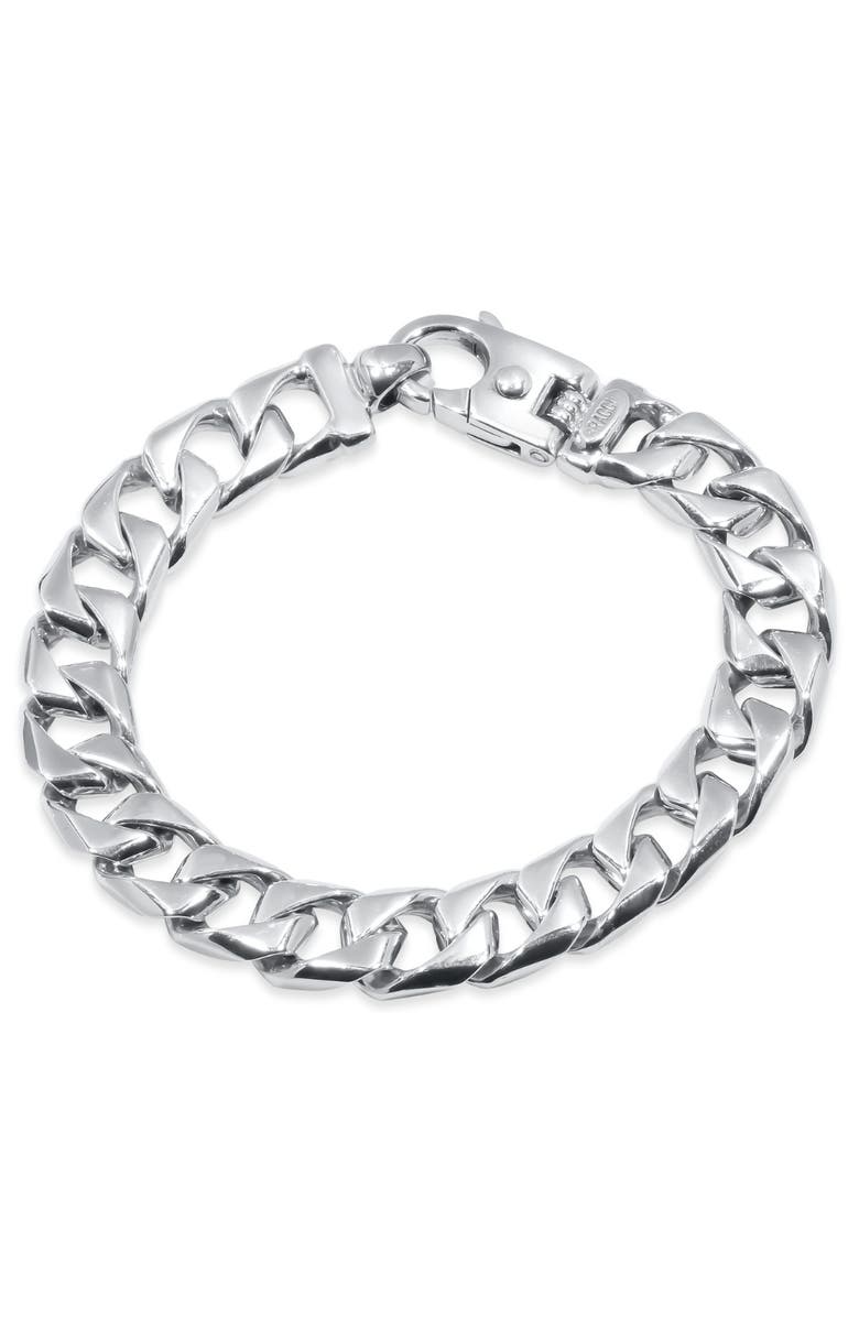 Bliss Diamond Solid 107.8 gram Platinum 11.5mm Heavy Franco Link Lobster Clasp Bracelet 8.5", Main, color, 