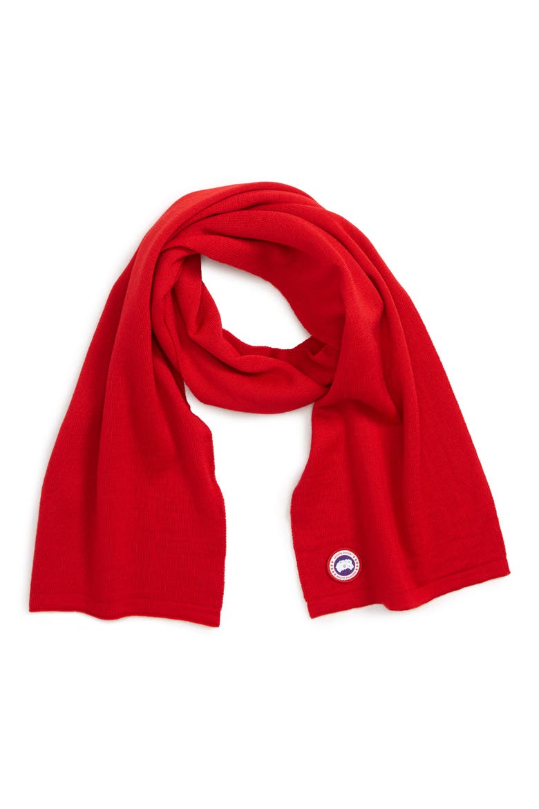 Merino Wool Scarf, Main, color, RED