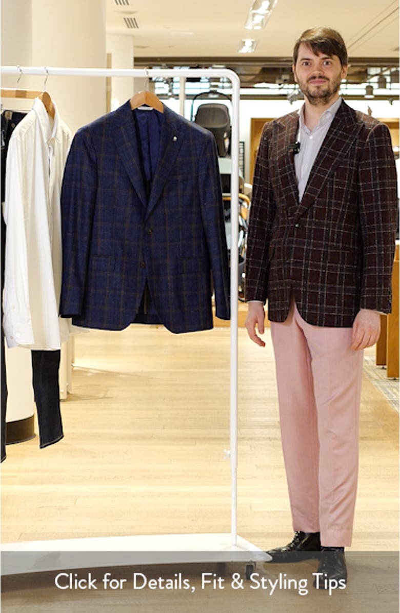 Midland Contemporary Fit Plaid Wool & Silk Blend Sport Coat, sales video thumbnail