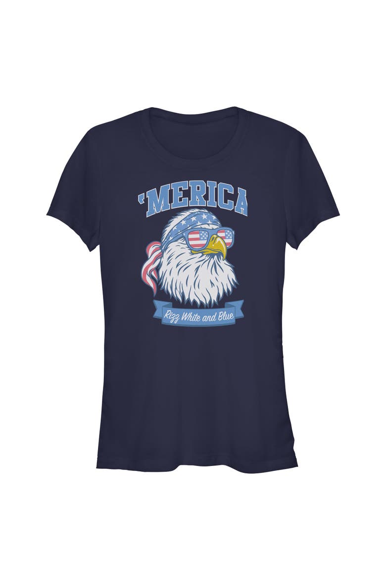Juniors Lost Gods America Cool Bald Eagle T Shirt, Main, color, Navy Blue