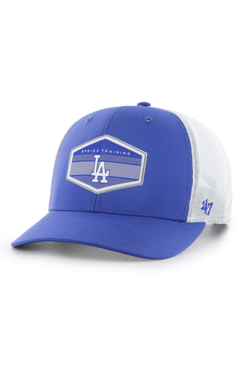 '47 Men's '47 Royal/White Los Angeles Dodgers Spring Training Burgess Trucker Adjustable Hat, Main, color, Royal