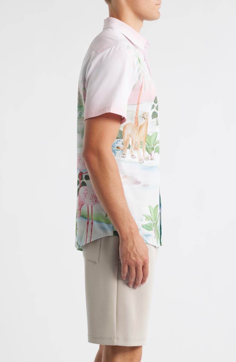 MAVRANS Palm Beach Wallpaper Weekend Button-Up Shirt, Alternate, color, Pink