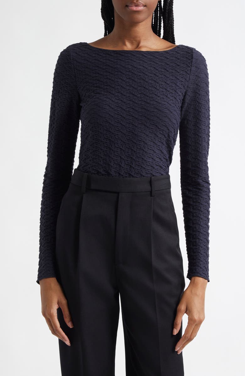 Emporio Armani Textured Jersey Top, Main, color, Solid Dark Blue