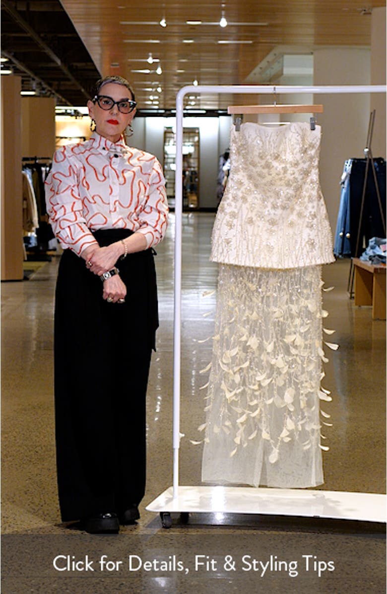 Salma Bead & Feather Strapless Gown, sales video thumbnail