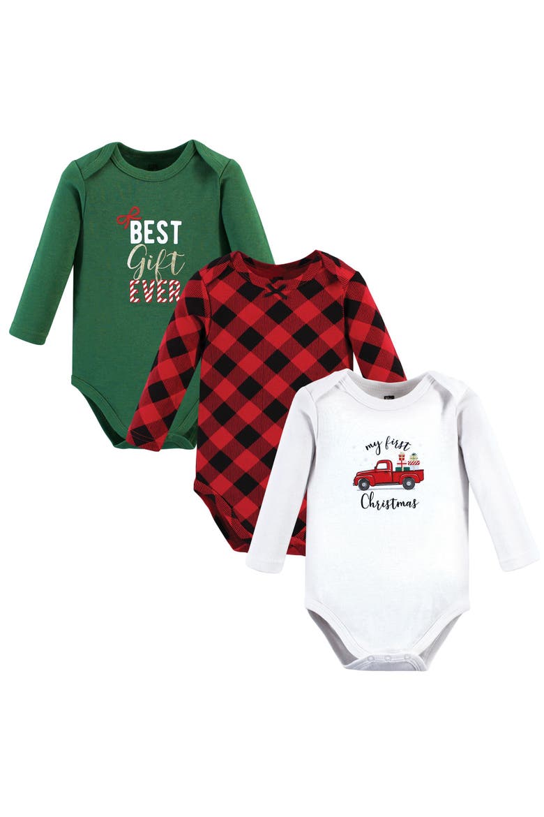 Infant Breathable Cotton Long-Sleeve Bodysuit Bundle 3 Count, Main, color, Christmas Gift 3-Pack