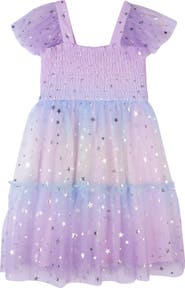 Zunie Kids' Foiled Star Mesh Dress