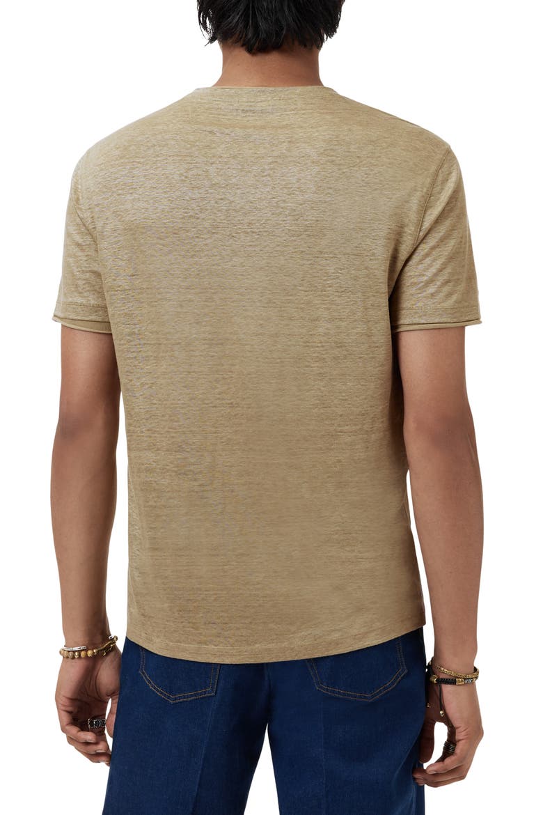 Wooster Slim Fit V-Neck Burnout Linen T-Shirt, Alternate, color, TWIG