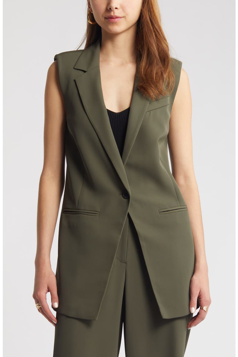 Tailored Long Vest, Main, color, GREEN CITY
