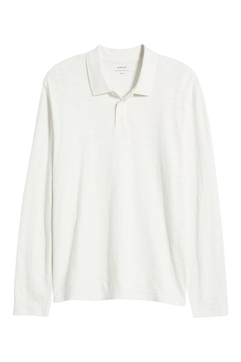 Slub Cotton Long Sleeve Polo, Alternate, color, WHITE