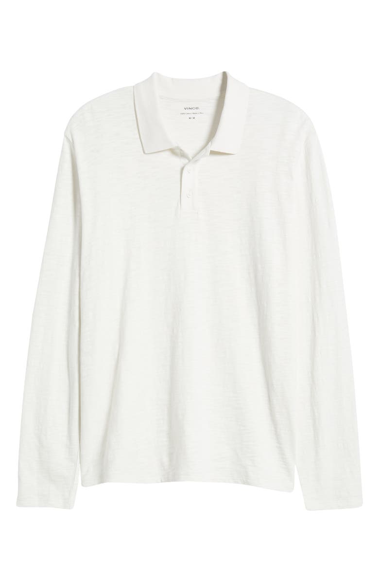 Vince Slub Cotton Long Sleeve Polo, Alternate, color, White