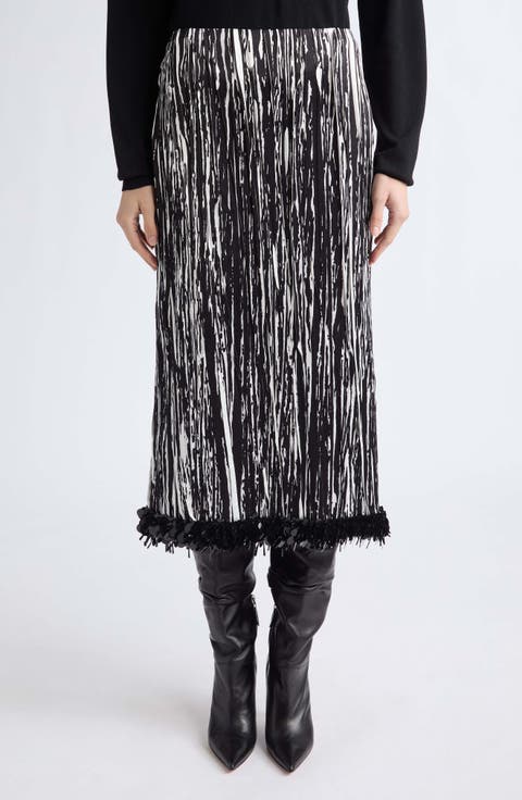 Sinclair Sequin Hem Pleated Pencil Skirt